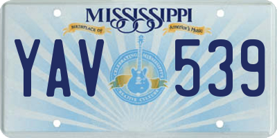 MS license plate YAV539