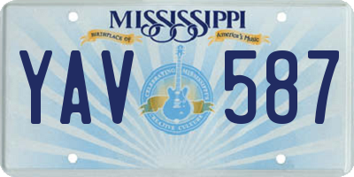 MS license plate YAV587