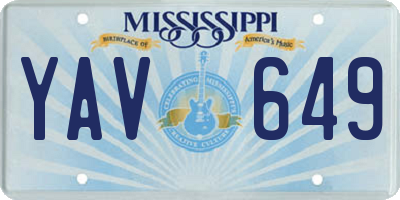 MS license plate YAV649