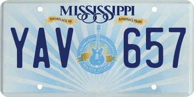 MS license plate YAV657