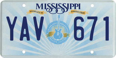 MS license plate YAV671