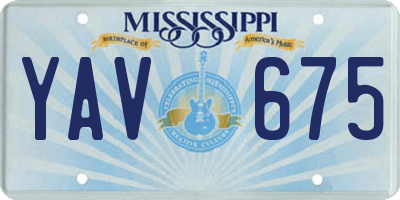 MS license plate YAV675