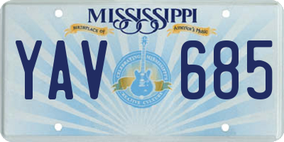 MS license plate YAV685