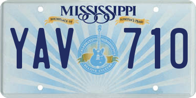 MS license plate YAV710