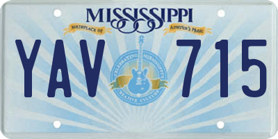 MS license plate YAV715