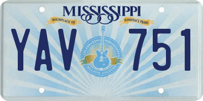 MS license plate YAV751