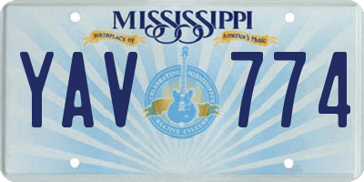 MS license plate YAV774