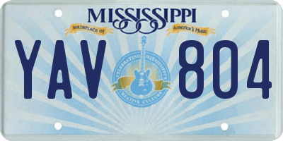 MS license plate YAV804