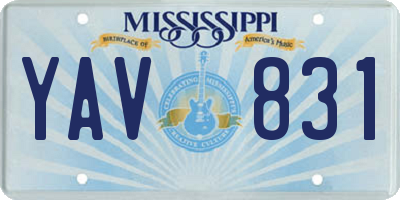 MS license plate YAV831