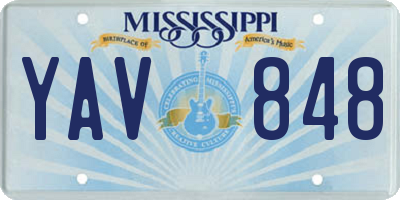 MS license plate YAV848