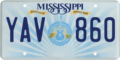 MS license plate YAV860