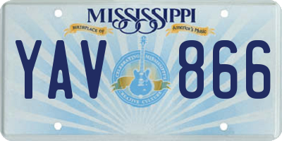 MS license plate YAV866