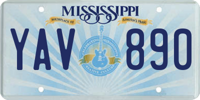 MS license plate YAV890
