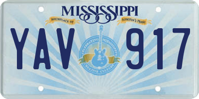 MS license plate YAV917