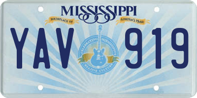 MS license plate YAV919