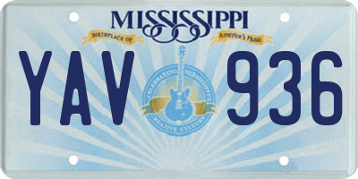 MS license plate YAV936