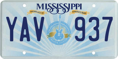 MS license plate YAV937