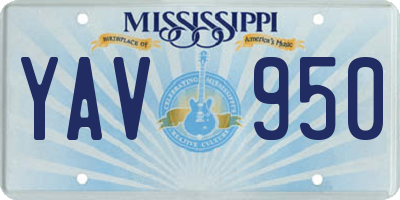 MS license plate YAV950