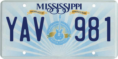 MS license plate YAV981