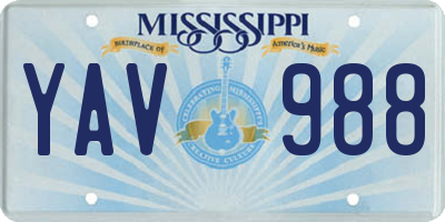 MS license plate YAV988