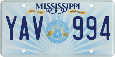 MS license plate YAV994