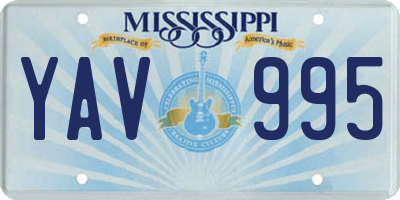 MS license plate YAV995