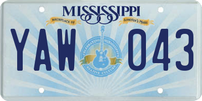 MS license plate YAW043