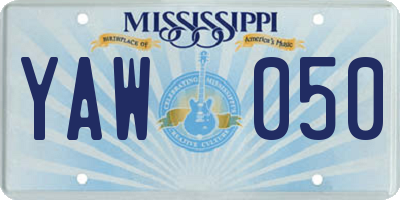 MS license plate YAW050