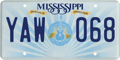 MS license plate YAW068