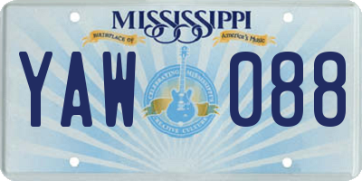 MS license plate YAW088