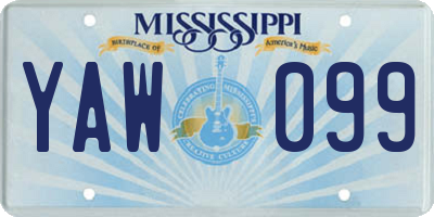 MS license plate YAW099