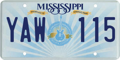 MS license plate YAW115