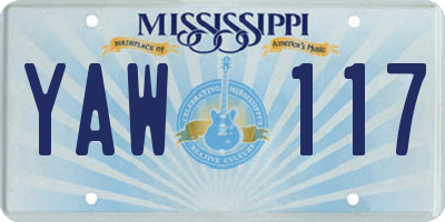 MS license plate YAW117