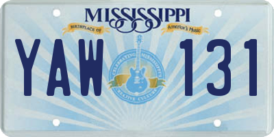 MS license plate YAW131