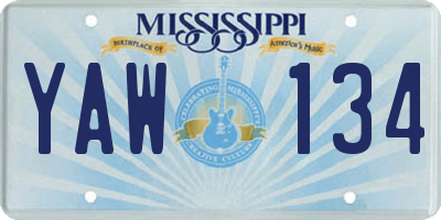 MS license plate YAW134