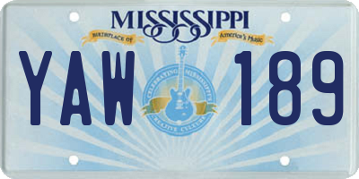 MS license plate YAW189