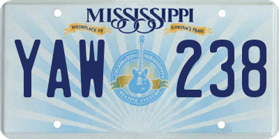 MS license plate YAW238