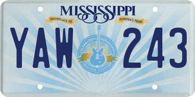 MS license plate YAW243