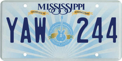 MS license plate YAW244
