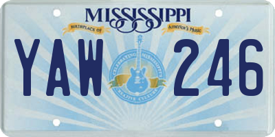 MS license plate YAW246