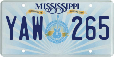 MS license plate YAW265