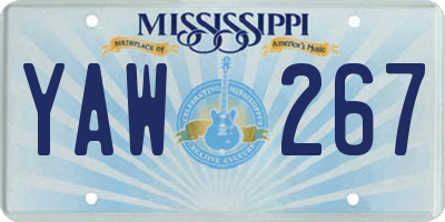 MS license plate YAW267