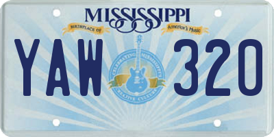 MS license plate YAW320
