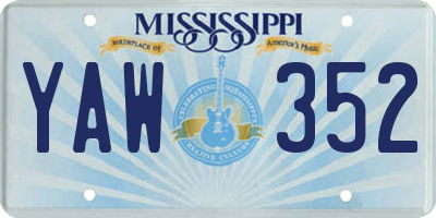 MS license plate YAW352