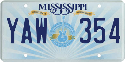 MS license plate YAW354