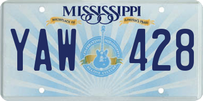 MS license plate YAW428