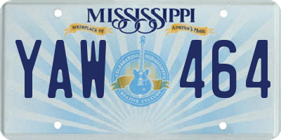 MS license plate YAW464