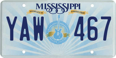 MS license plate YAW467