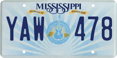 MS license plate YAW478