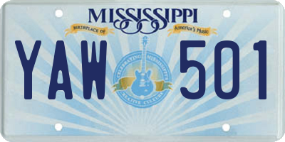 MS license plate YAW501